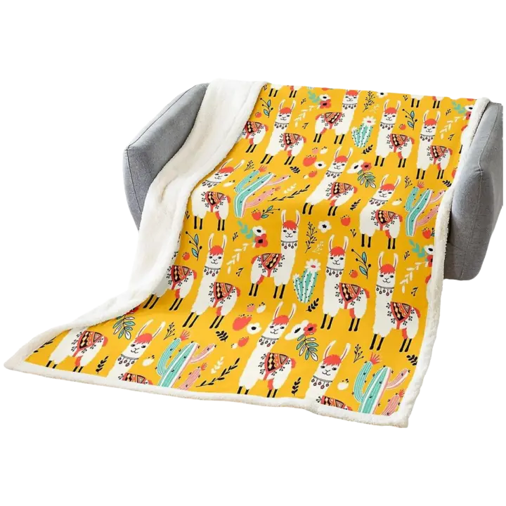 Lindo Llama manta polar dibujos animados Llama Alpaca Sherpa manta niños niñas Cactus ramas florales manta de felpa Animal exótico manta peluda f - 1