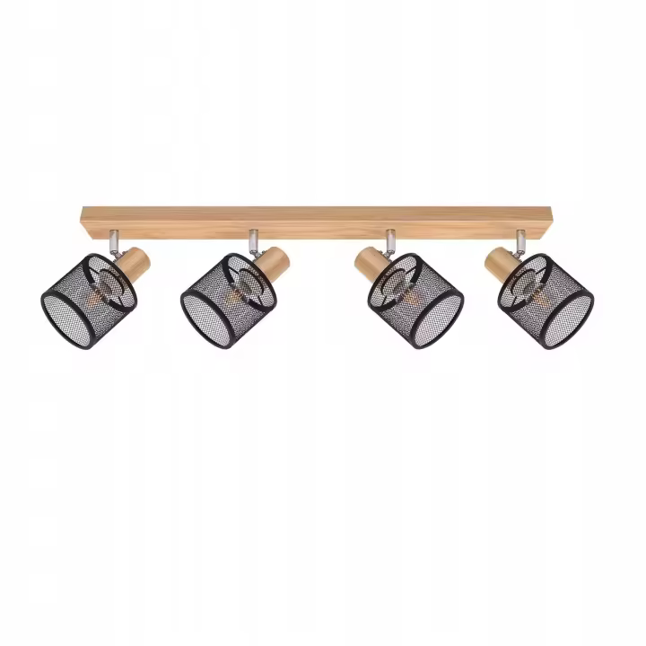 CBJKTX Plafón 4 Puntos efecto madera negro - plafón E14 regulable 350 °   4 bombillas máx 25w modernas para dormitorio cocina. - 1