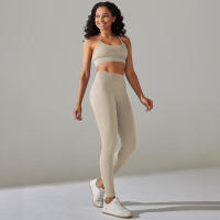 Conjunto de dos piezas para mujer, leggings de gimnasio de cintura alta, top corto, tres tops de Fiess, ropa deportiva con lavado ácido - details 48