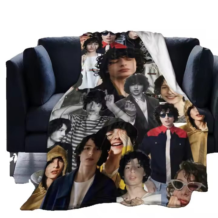 Manta de terciopelo suave y cálida Finn Wolfhard para sofá oficina cama de automóvil playa Cozy Plush Throw Blankets para todo tipo de estaciones uso en casa viaje camping - 1