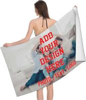 Toalla de baño súper absorbente de microfibra personalizada, añade tu imagen/texto/foto, para viajes, natación, deportes, playa - details 0