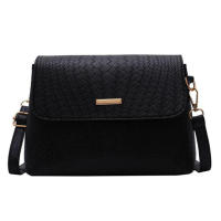 Bolso bandolera informal negro de piel sintética con solapa tipo mensajero de hombro simple para mujer - details 25
