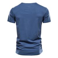 Camisetas informales de algodón para hombre del día del padre, camiseta clásica con cuello en V de Color sólido, camisetas de manga corta de alta calidad para hombre - details 2
