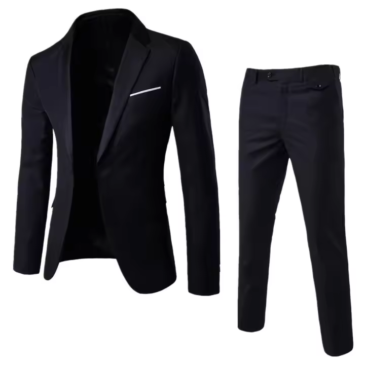 Conjunto Elegante para Bodas de Hombres de Dos Piezas Chaqueta de Traje de Lujo, Pantalón, Vestido Formal 2024 - 1
