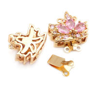 4 juegos de collares de hojas de árbol de latón y circonita de Color dorado de 18K, cierres de conexión, suministros de joyería Diy, accesorios - details 10