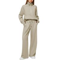 Conjuntos de dos piezas para mujer, tops y pantalones de cuello alto informales, trajes de moda para mujer, otoño - details 10