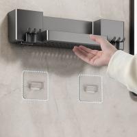 Soporte de plástico para cepillos de dientes, soporte para vasos de enjuague bucal de gran capacidad montado en la pared con tazas, estante de almacenamiento para inodoro que ahorra espacio para el hogar - details 8