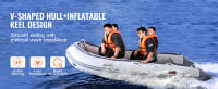 SucceBuy Bote inflable, bote deportivo de popa para 6 personas, capacidad de 1500 libras, piso de madera marina, banco de aluminio ajustable - details 1