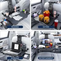 Bandeja de Viaje Multifuncional Ajustable Soporte Universal para Dispositivos Electrónicos en Asiento Trasero Comedor Portátil con Soporte para Teléfono y Bebida Ideal para Viajes en Carretera - details 1