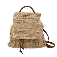 Mochila de paja para mujer, bolso de hombro hueco bohemio, bolsos de viaje tejidos de ganchillo para mujer, paquete de playa de punto - details 12