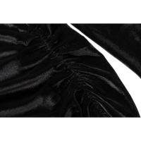 Vestido largo de terciopelo con cuello alto para mujer Vestido ajustado plisado con puntas divididas - details 17