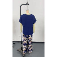 Conjunto de dos piezas nuevo de verano, jersey suelto versátil, traje informal redondo estampado para mujer - details 1