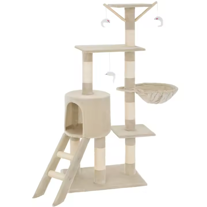 Tectake rascador para gatos, árbol rascador para gatos, parque de juegos con columnas de sisal, juguete para gatos con alfombrillas, muebles para gatos - 1