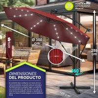 Parasol Excentrico de Sombrilla con 32 Luces LED Solar Giratorio 360º, Protección UV - details 22