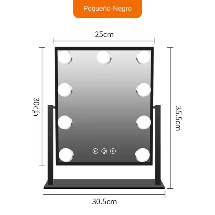 Espejo de tocador HD con 8 luces LED, rotación de 360 ° , 3 luces, toque inteligente y ajuste de brillo gratuito - 1
