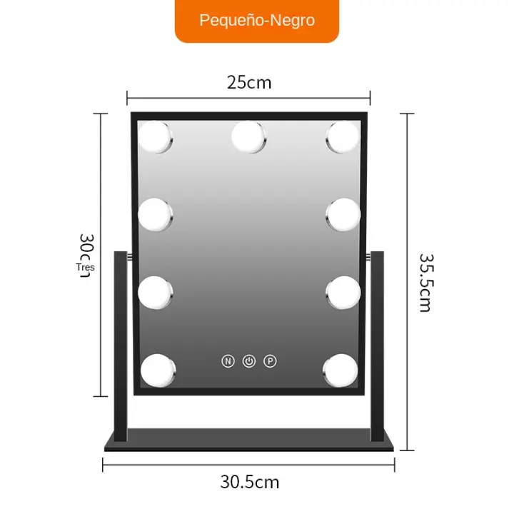 Espejo de tocador HD con 8 luces LED, rotación de 360 ° , 3 luces, toque inteligente y ajuste de brillo gratuito - 1