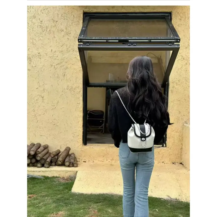 Xiaoxiangfeng cadena mochila mujer 2025 nueva mochila aceite cera cuero bolso de hombro - 1