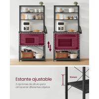 EstanterÍa de Cocina, EstanterÍa de PanaderÍa, 6 Estantes y 6 Ganchos, para Microondas, Marco de Acero, Industrial, 40 x 80 x 167 cm, MarrÓn RÚstico y Negro - details 22