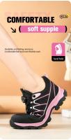 Zapatos de seguridad con botón giratorio para mujer, zapatillas de trabajo con punta de acero, zapatos indestructibles, botas de trabajo a prueba de pinchazos, zapatillas con cojín para mujer - details 12