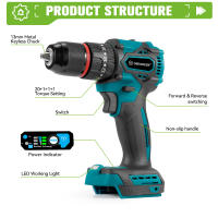 ONEGREEN-taladro de impacto eléctrico sin escobillas, 480N.M, 13mm, destornillador eléctrico, herramientas eléctricas para juego de pines de batería Makita - details 1