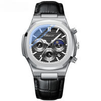Reloj multifunción verdadero tres ojos seis agujas reloj de cuarzo octogonal para hombre - details 5