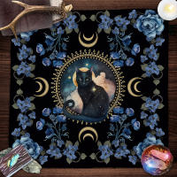 Gato místico Luna wer, tela de lectura extendida, estera de Tarot botánico, decoración central de cabaña de altar de bruja - details 0