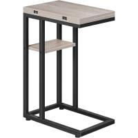 Mesa Auxiliar de Sofá en Forma de C Plegable, Mesa Pequeña de Centro de Estilo Industrial, Mesa de Café con Estante de Almacenamiento, Marrón Vintage EBF29SF01 - details 9