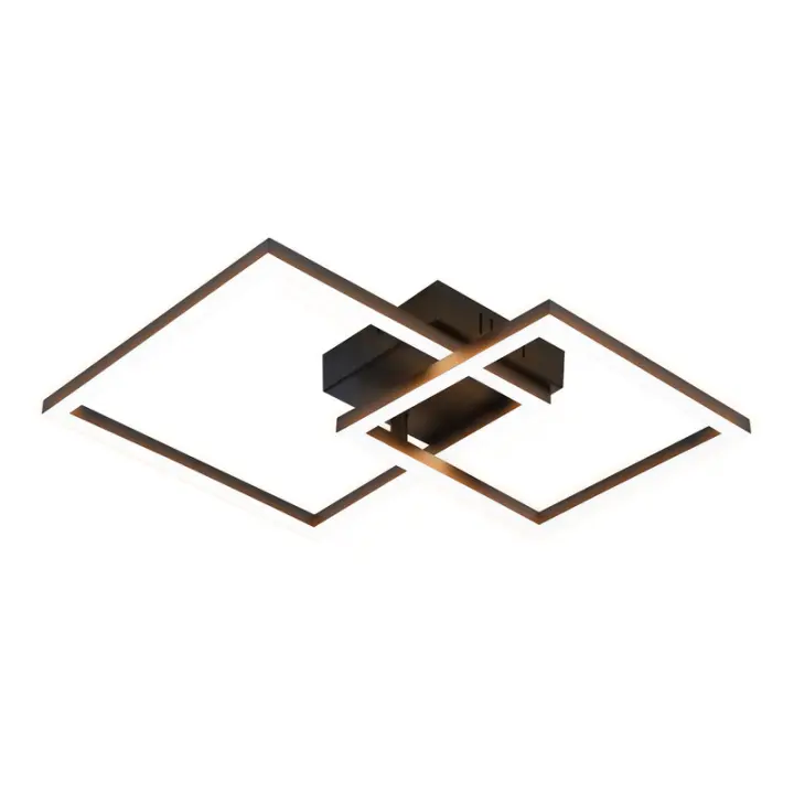 CBJKTX Luz de Techo LED Sala de Estar 20W Lámpara de Sala de Estar Blanca cálida Lámpara de Dormitorio de Diseño Moderno Lámpara de Cocina Negra Cuadrada - 1