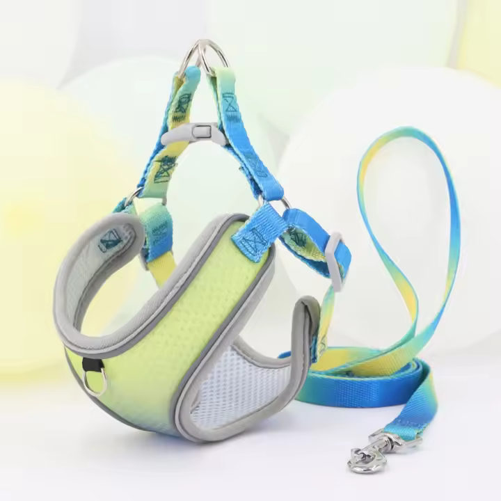 Arnés para perro de Color degradado, chaleco transpirable ajustable para el pecho del perro, correa para perro con correa reflectante, correa Universal para caminar para perros - 1