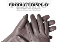Guantes de piel de oveja para mujer, manoplas cortas de terciopelo fino para pantalla táctil, de cuero, de buena calidad, para invierno, 2226 - details 98