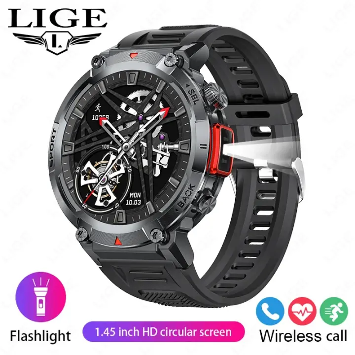 LIGE 2025 nuevo reloj inteligente Bluetooth llamada hombres pantalla completa táctil Monitor de salud reloj con linterna Smartwatch para IOS Android - 1