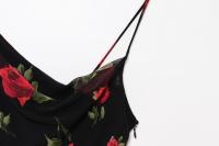 Ropa de mujer europea y americana gasa popular largo estampado floral cuello de columpio vestido largo de viaje de vacaciones vestido - details 9