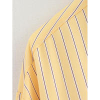 BUNO-2025 Primavera Verano amarillo manteca rayas mujeres camisas sueltas moda cuello vuelto solo pecho camisas finas para mujer - details 13