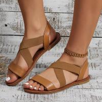 Zapatos romanos de verano para mujer, calzado con correa en el tobillo, cabeza redonda, suela plana, talla grande - details 4