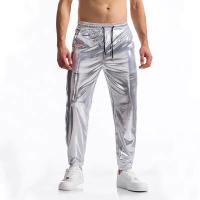 Modo Superficie brillante estampage à chaud hommes pantalons décontractés Harajuku Hip Hop Disco danse Streetwear cordon discothèque pantalon - details 19