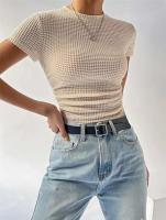 Camisa de manga corta tejida, Tops, Camisas, Ropa de mujer, Y2K, Regalos para mujeres - details 4