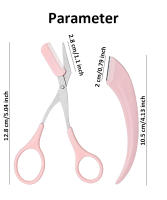 Cepillo De Cejas Profesional Para Mujer Con Tijeras De Cejas Y Cuchillo De Rostro Accesorios De Maquillaje De Acero Inoxidable - details 9