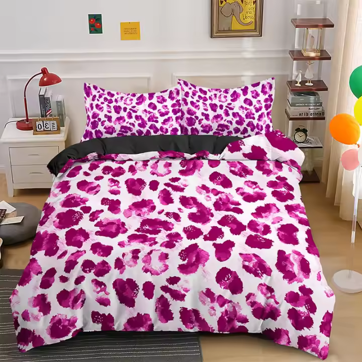 Juego de Cubierta de Edredón de Estampado de Leopardo Cubierta de Edredón de Poliéster con Funda de Almohada para Niños, Adolescentes, Adultos Accesorios de Ropa de Cama - 1