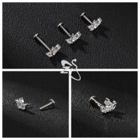 ZS 1 pieza de Piercing de labio Labret de acero inoxidable sin rosca, anillo de labios de cristal CZ, pendiente de Piercing de cartílago hélice Tragus de 16G, 6/8/10MM - details 15