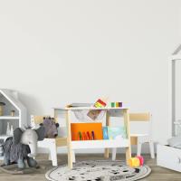 Mesa y Sillas Infantiles Juego de Mesa y Sillas de Fibra Blanco/Beige Almacenamiento - details 5