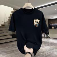 Camiseta gráfica para hombre: camiseta informal de verano de talla grande con ajuste holgado con controladores de juegos de dibujos animados y estampado de llamas, camiseta de cuello redondo lavable a máquina para vacaciones y atuendo informal, camisa par - details 1