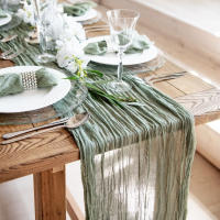 Lino Gauze Runner Decoración de Comedor Rústica para Bodas, Fiestas, Navidad 90*300CM - details 2