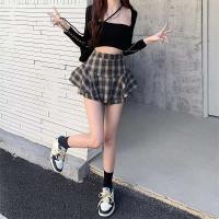 Minifalda escalonada Y2K de cintura alta con volantes y tartán, falda a cuadros, traje estético para mujer - details 21