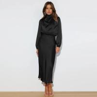 Primavera Verano nuevo vestido de manga larga de satén de gama alta vestido de noche elegante para mujer ropa de fiesta vestidos de celebridades - details 12