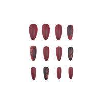 24 Piezas De Uñas Postizas Con Textura Mate De Diamante Rojo Puro Y Forma Almendra Para Uso Diario Y Fiestas Incluye 1 Strip De Rub Y 1 Jel - details 2