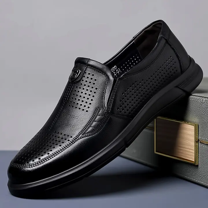 Zapatos de Cuero de Alta Gama para Hombres en Verano Mocasines Casuales con Suela Suave y Cómoda - 1