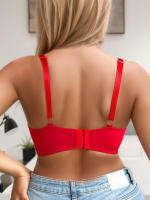 Sedujoso Brago de Encaje con Taza Grande Estilo Europeo para Damas en Rojo - details 5