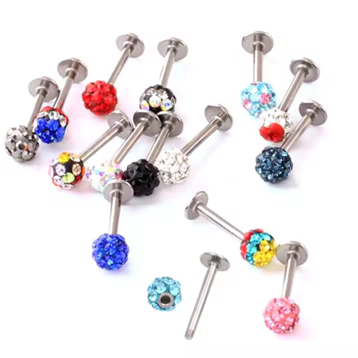 Piercings de acero para los labios, piercings para el cuerpo, Piercing para el cartílago, barras de morne y labio, colores variados, 2 piezas - 1