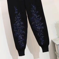 Chándal de mujer con bordado de cuentas de flores, suéter casual, top, pantalones largos de punto, traje de otoño e invierno - details 10