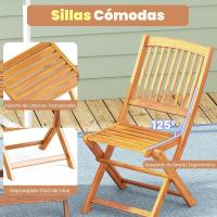 Set de Bistró con 3 Piezas Plegables, Mesa y Sillas Terraza de Madera de Acacia con 2 Cojines Acolchados Extraíbles, Muebles de Exterior para Patio Jardín Veranda Balcón (Rojo) - details 23